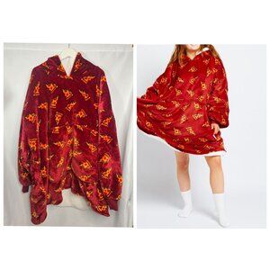 THE OODIE Adult Oversized Hoodie Blanket Fleece Sherpa Pizza Print- ONE SIZE